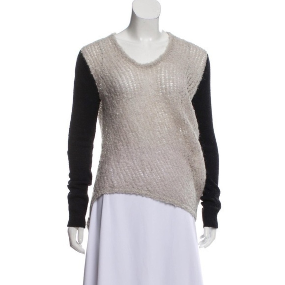 HELMUT LANG Colorblock Pattern Scoop Neck Sweater